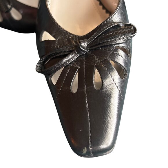 Naturalizer Womens Black Leather Cutout Bow Square Toe Pumps Size 6M - Picture 5 of 12